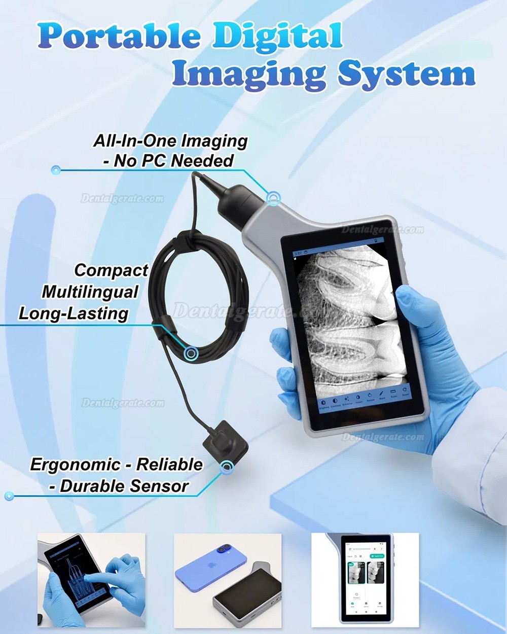 Dental Digitales R&ouml;ntgensystem X-2006 / RVG-Sensor mit 5-Zoll-Tablet-Bildschirm